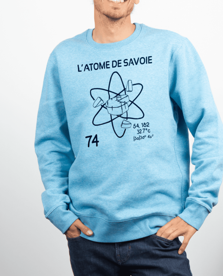 Pull Homme Bleu Ciel atome de savoie 74