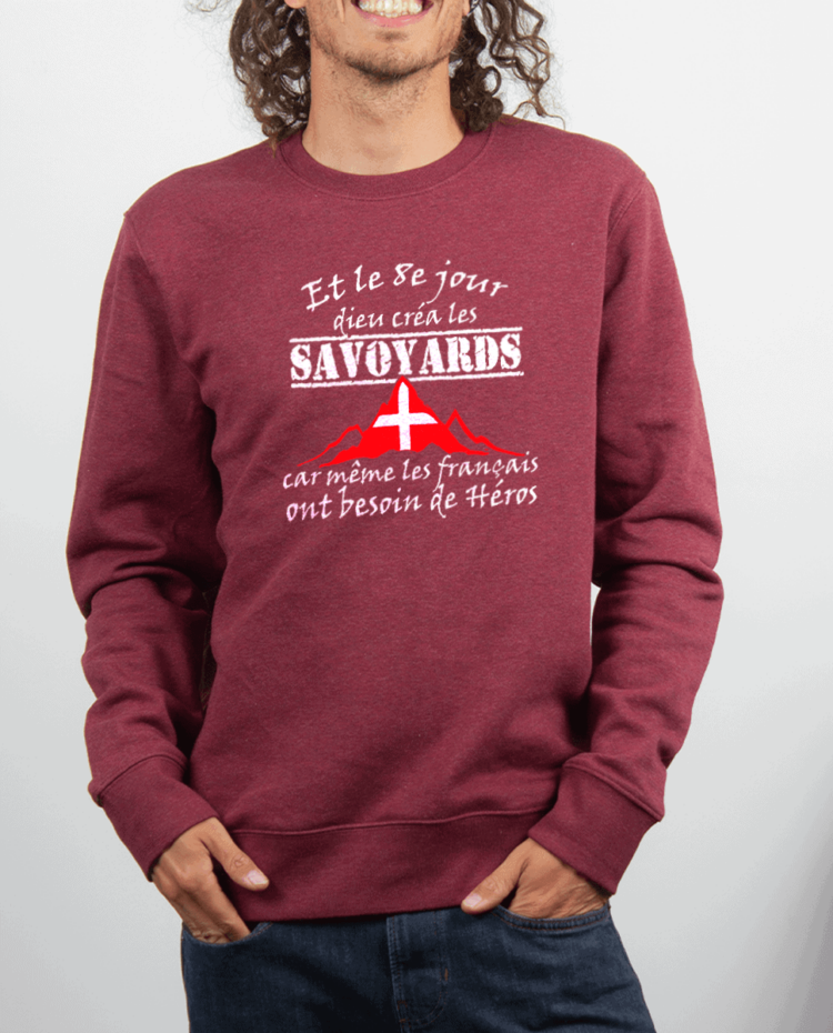 Pull Homme rouge Bordeau DIEU CREA LES SAVOYARDS