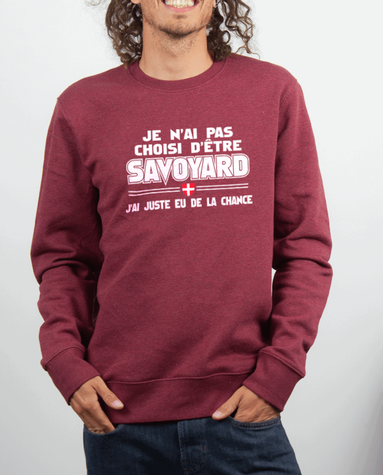 Pull Homme rouge Bordeau JE NAI PAS CHOISI DETRE SAVOYARD