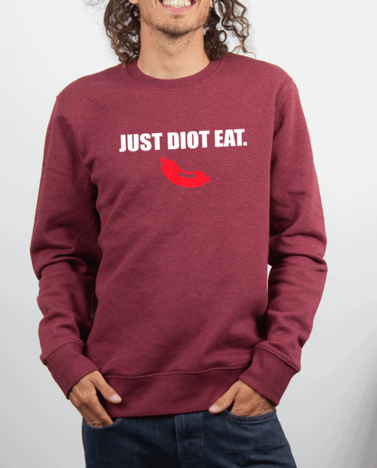 Pull Homme rouge Bordeau JUST DIOT EAT