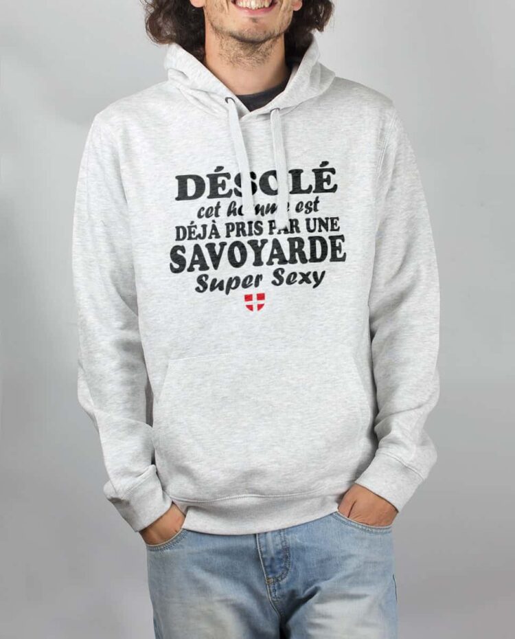 Sweat Blanc homme Desole cette homme savoyarde