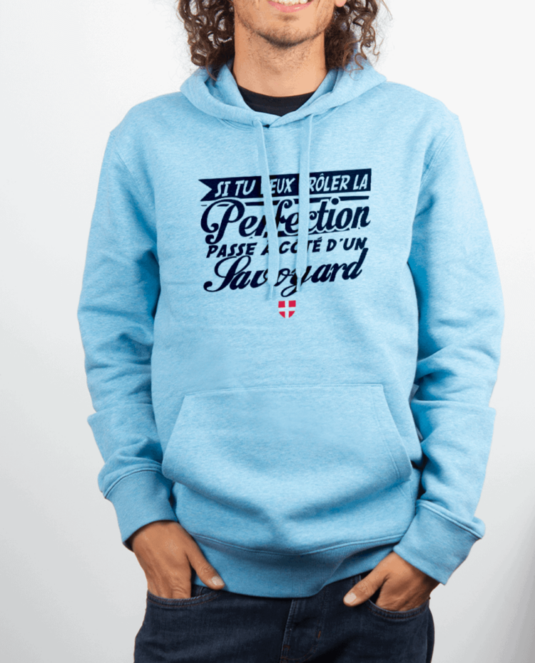 Sweat Homme Bleu ciel FROLE LA PERFECTION PASSE A COTE DUN SAVOYARD