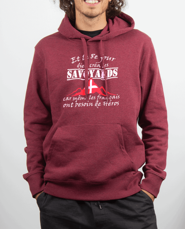 Sweat Homme Rouge bordeau DIEU CREA LES SAVOYARDS