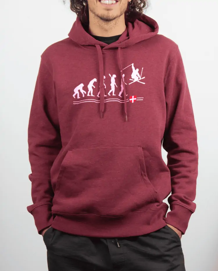 Sweat Homme Rouge bordeau Evo Ski