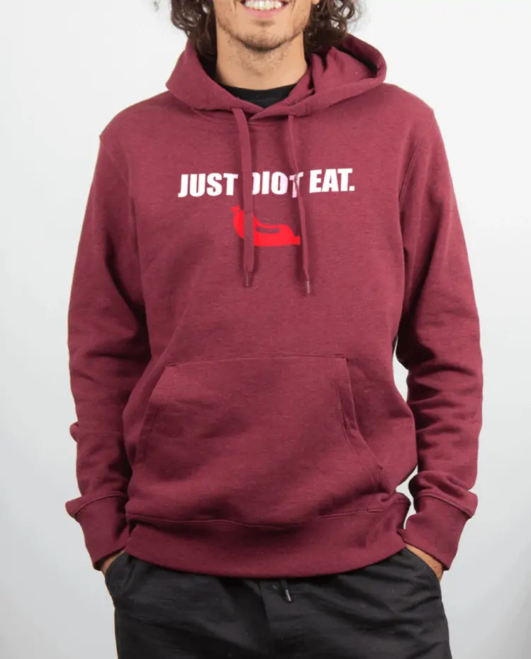 Sweat Homme Rouge bordeau JUST DIOT EAT