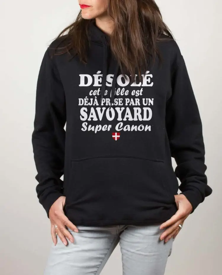 Sweat noir femme Desole cette fille savoyard