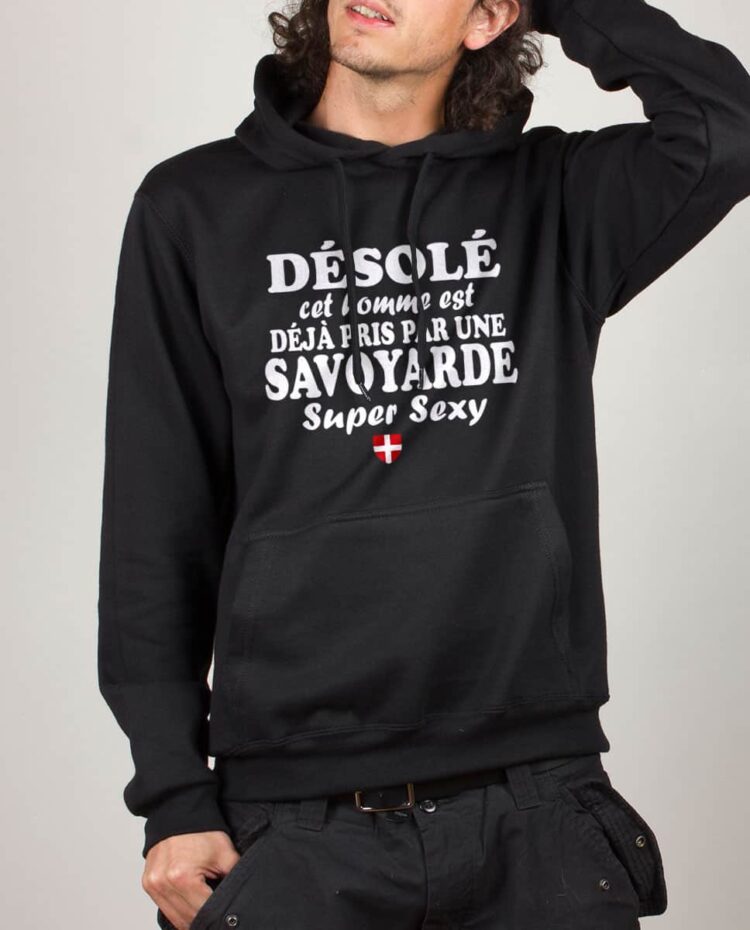 Sweat noir homme Desole cette homme savoyarde