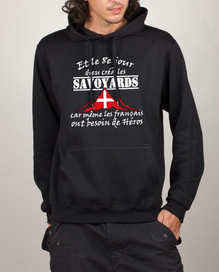 Sweat noir homme Dieu crea les savoyards