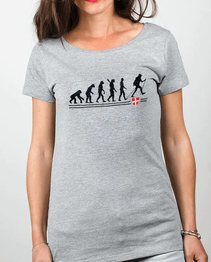 T shirt Femme Gris evolution randonneur