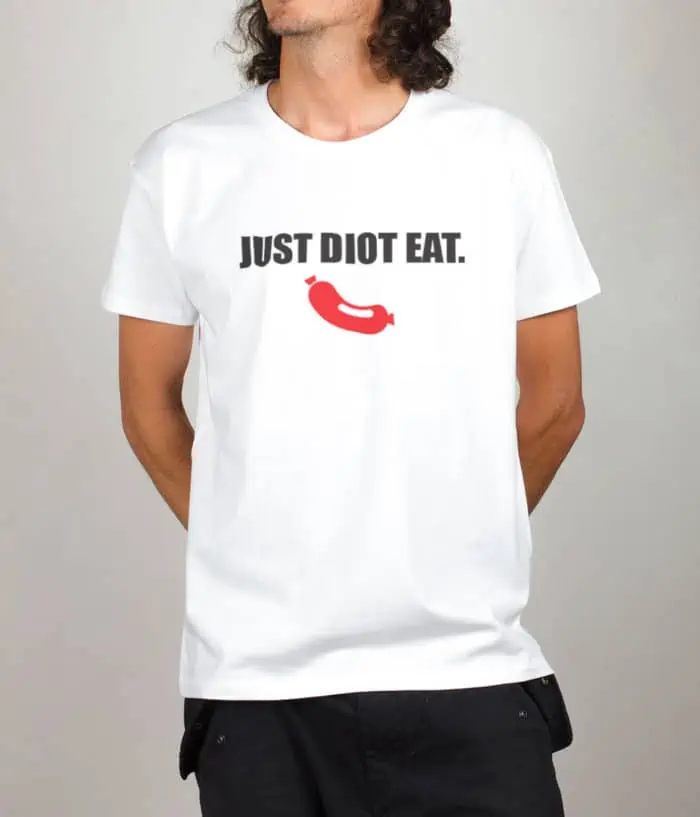 T shirt blanc homme Just Diot Eat