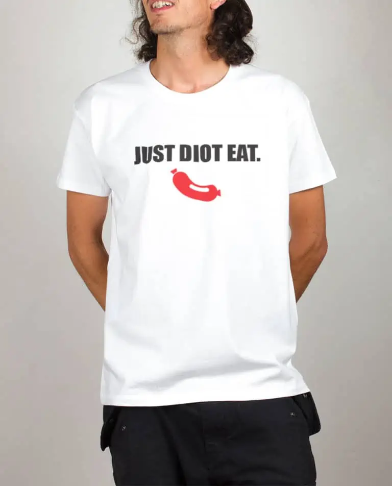 T shirt blanc homme Just Diot Eat