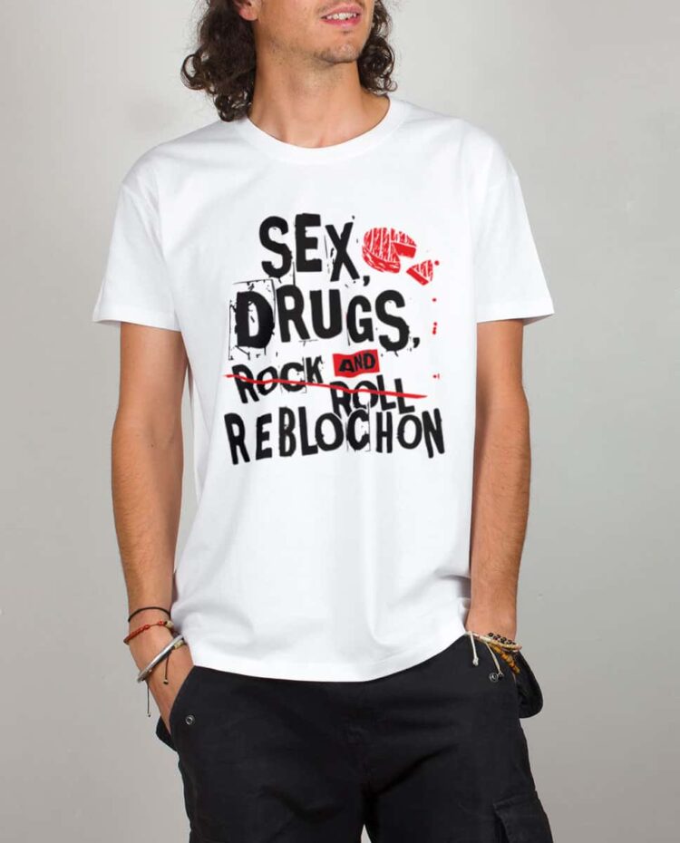T shirt blanc homme Sex drugs Reblochon