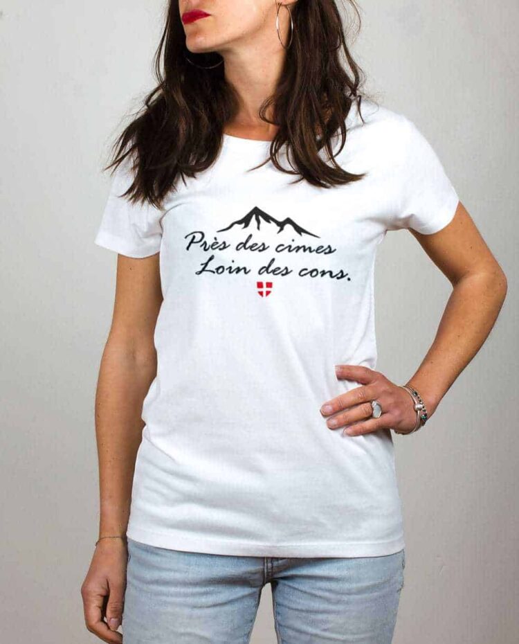 T shirt femme blanc pres des cimes