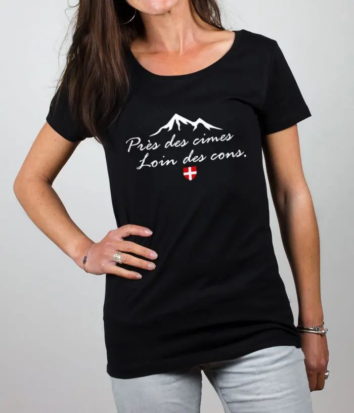 T shirt femme noir pres des cimes