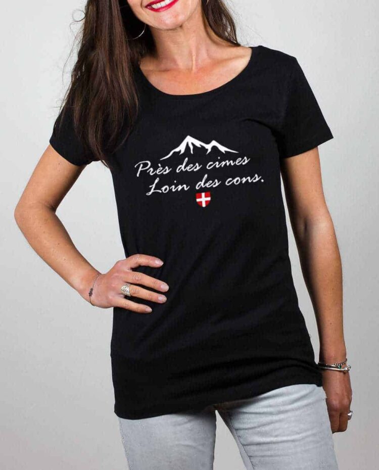 T shirt femme noir pres des cimes