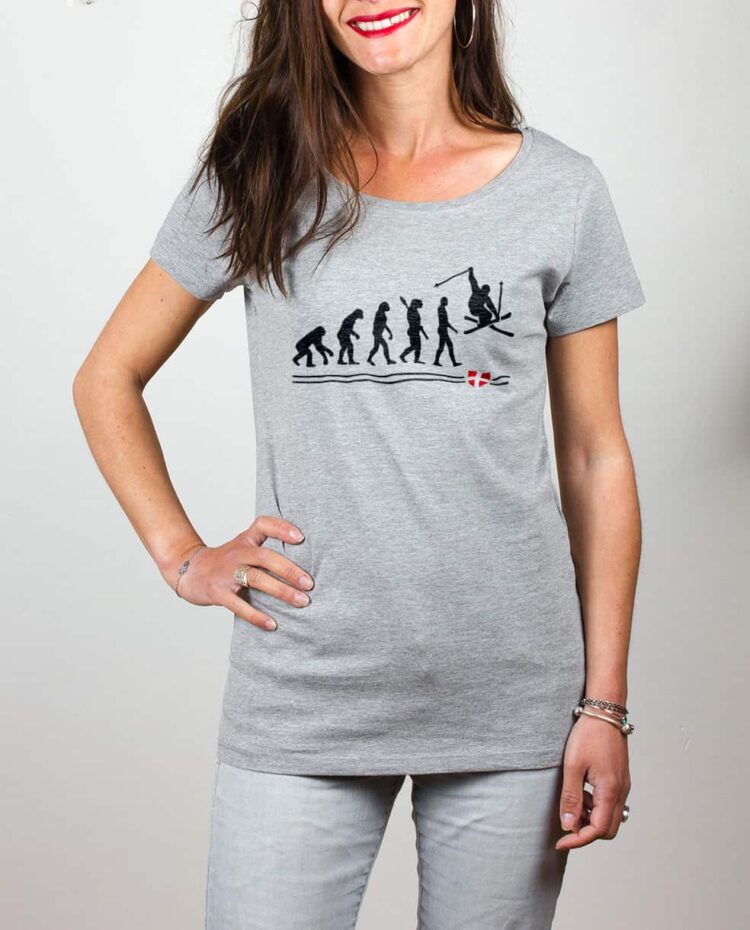 T shirt gris femme Evolution Ski