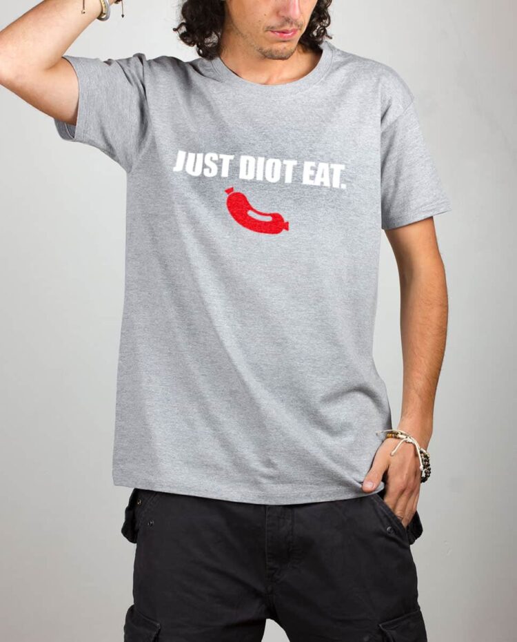 T shirt gris homme Just Diot Eat