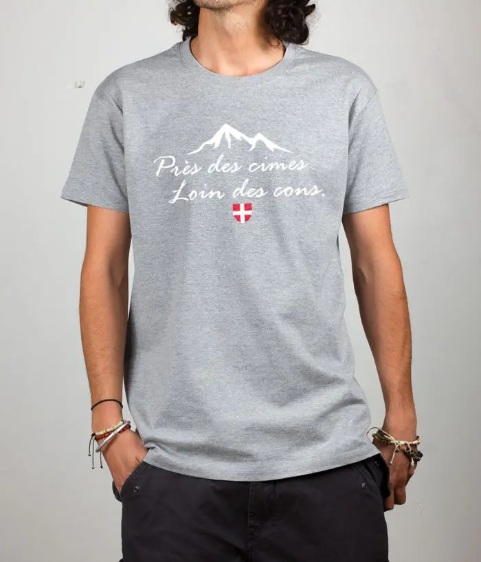 T shirt homme gris pres des cimes