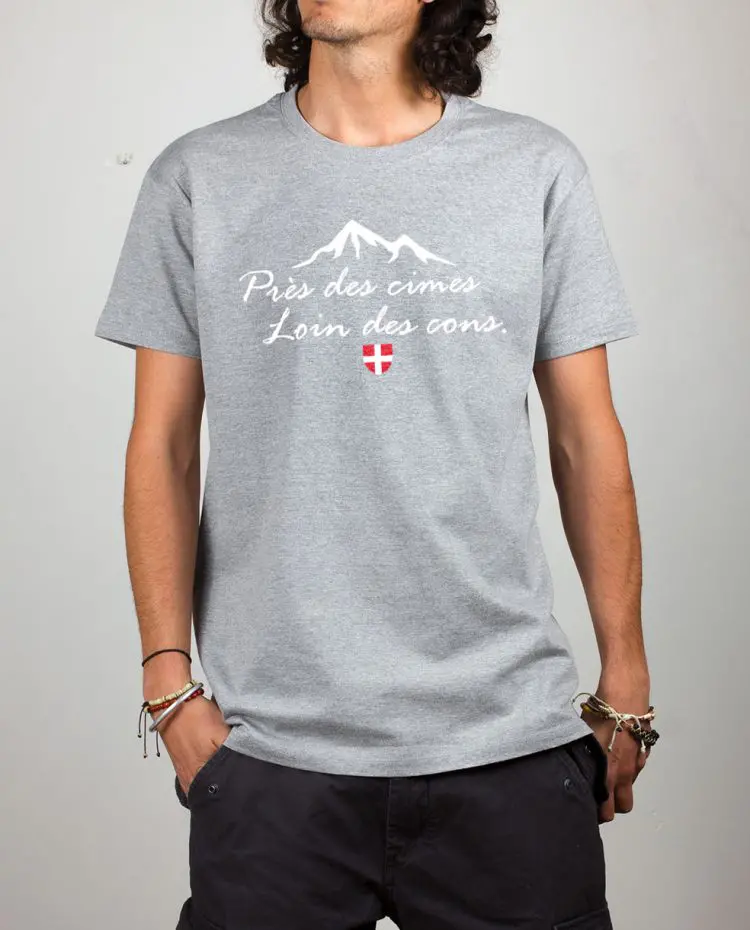 T shirt homme gris pres des cimes