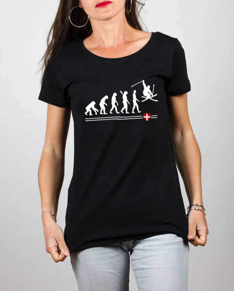 T shirt noir femme Evolution Ski