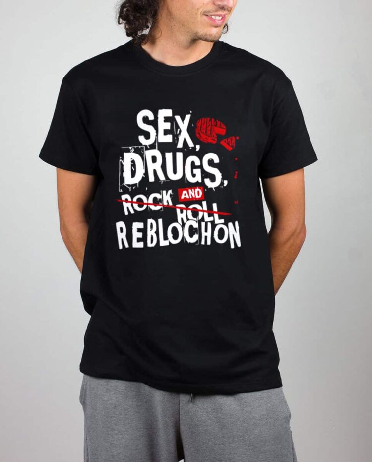 T shirt noir homme Sex drugs Reblochon