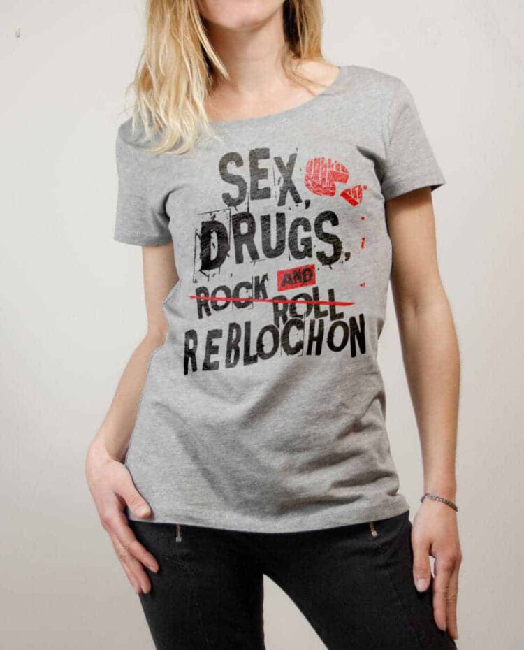 T-shirt Savoie : Sex Drugs and Reblochon femme gris