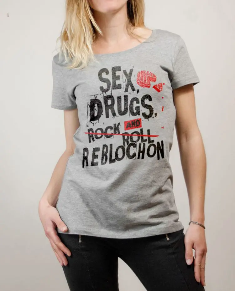T-shirt Savoie : Sex Drugs and Reblochon femme gris