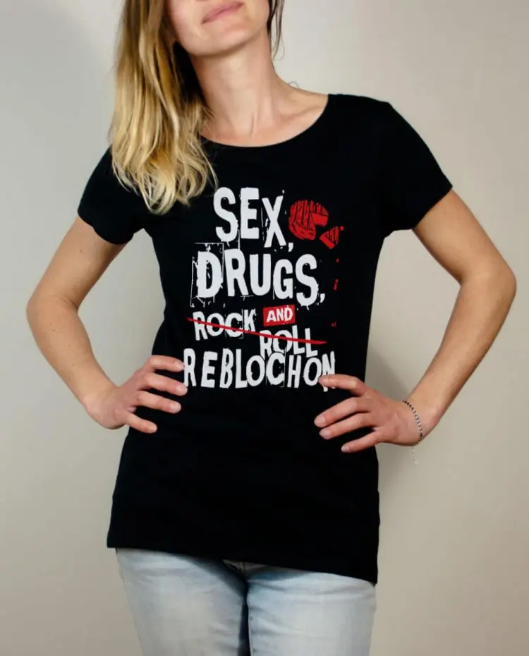 T-shirt Savoie : Sex Drugs and Reblochon femme noir
