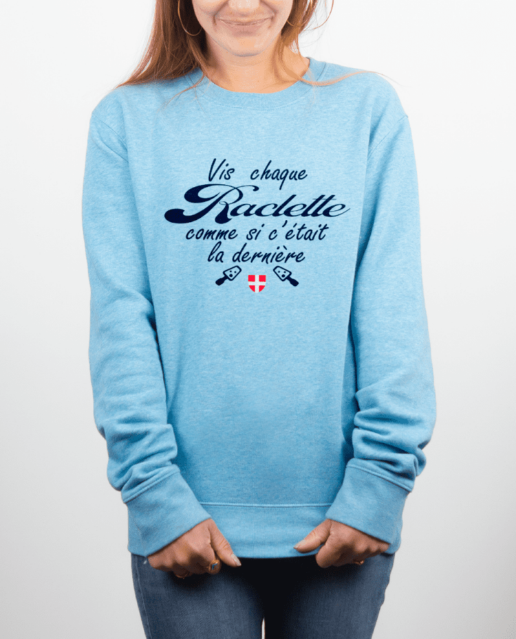 Pull Femme bleu ciel Vis chaque raclette