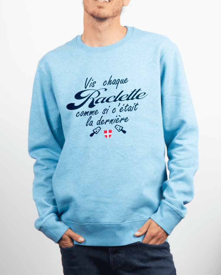 Pull Homme Bleu Ciel Vis chaque raclette