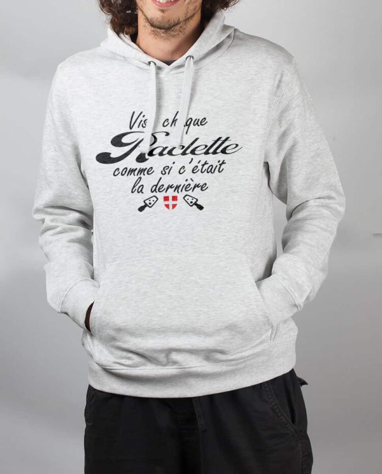 Sweat Blanc homme Vis chaque raclette