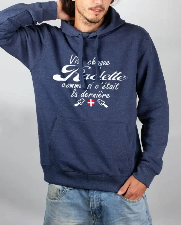 Sweat Bleu chine homme Vis chaque raclette