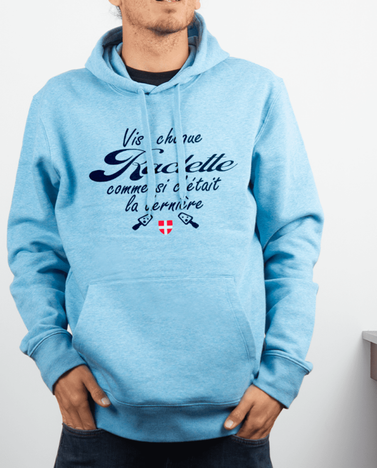 Sweat Homme Bleu ciel Vis chaque raclette