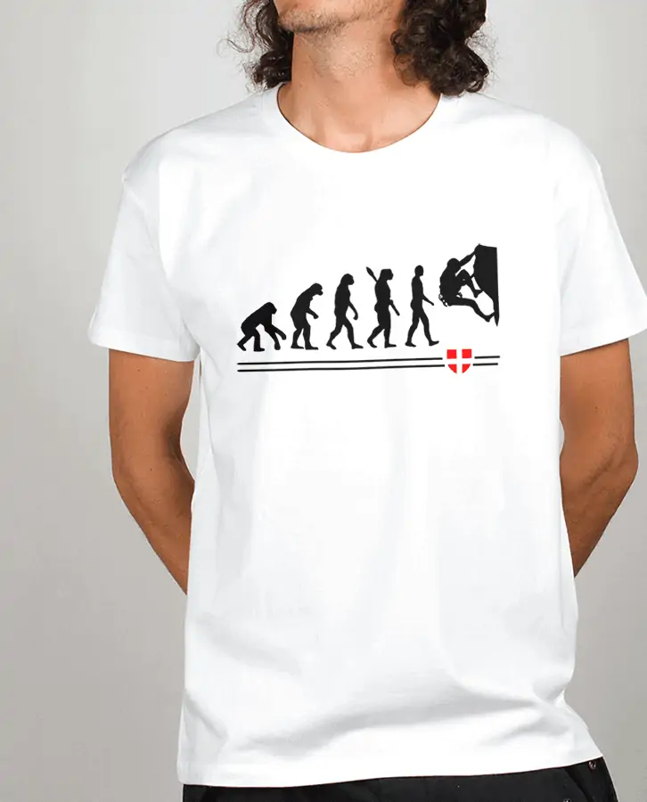T shirt Homme Blanc evolution escalade