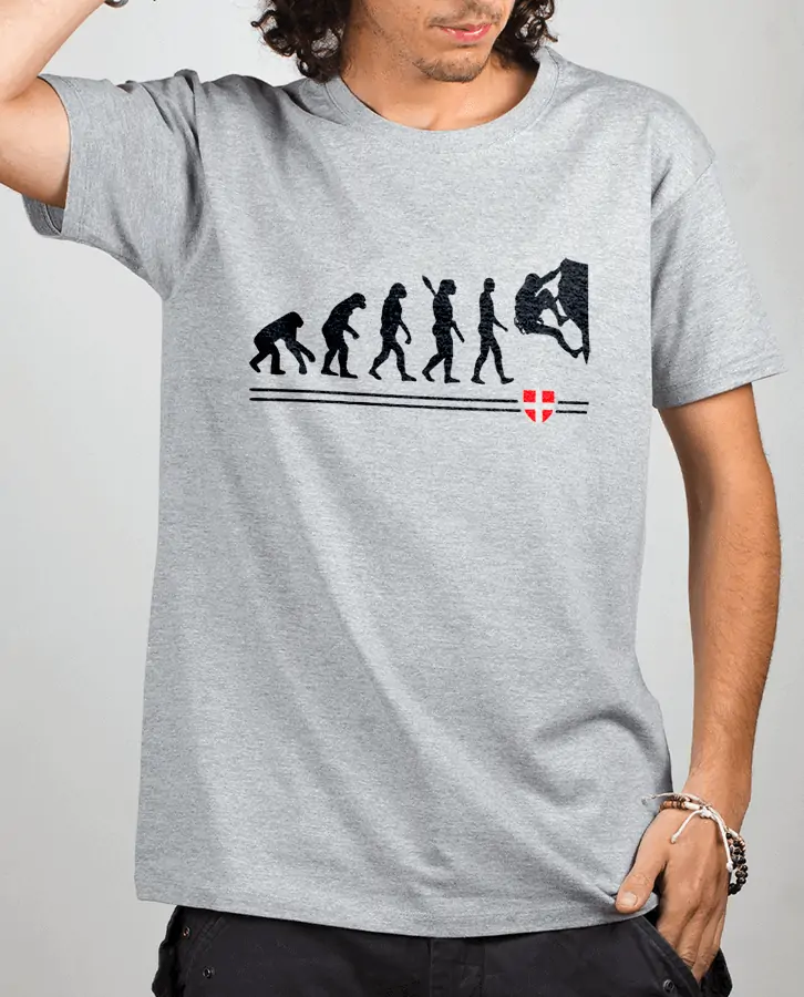 T shirt Homme Gris evolution escalade