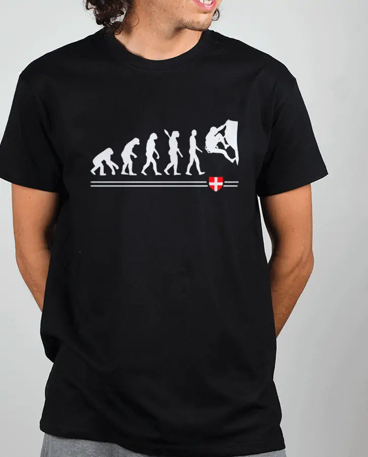T shirt Homme Noir evolution escalade
