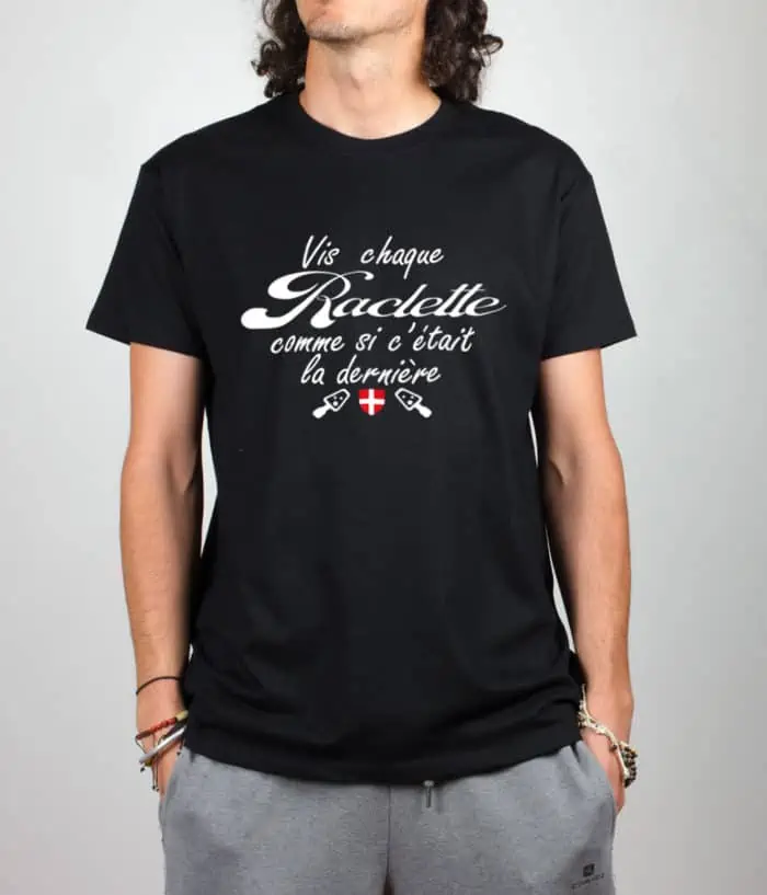 T shirt noir homme Vis chaque raclette