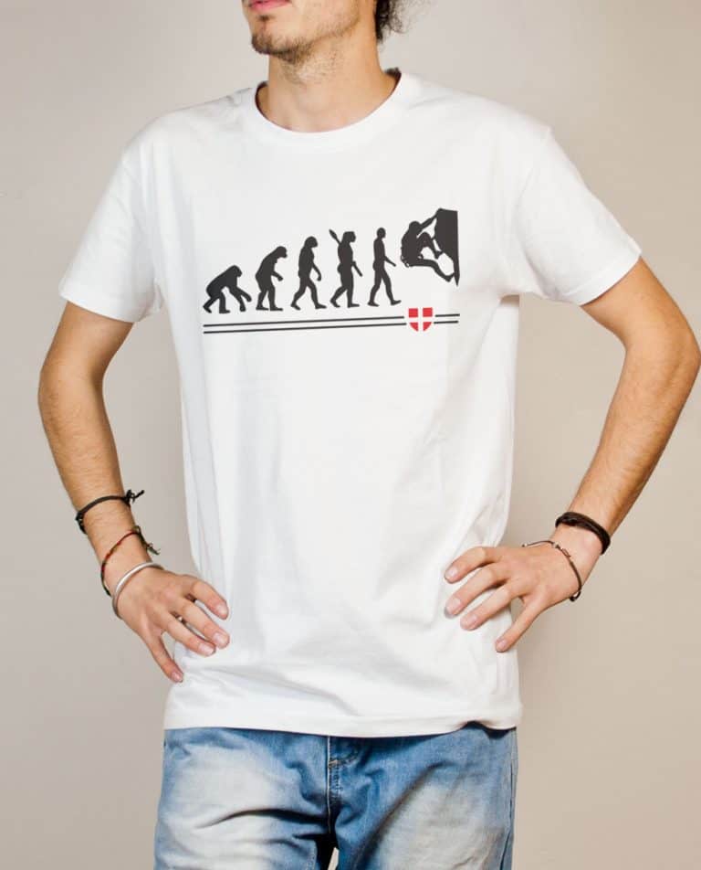 T-shirt Escalade : Évolution de l'homme en grimpeur homme blanc