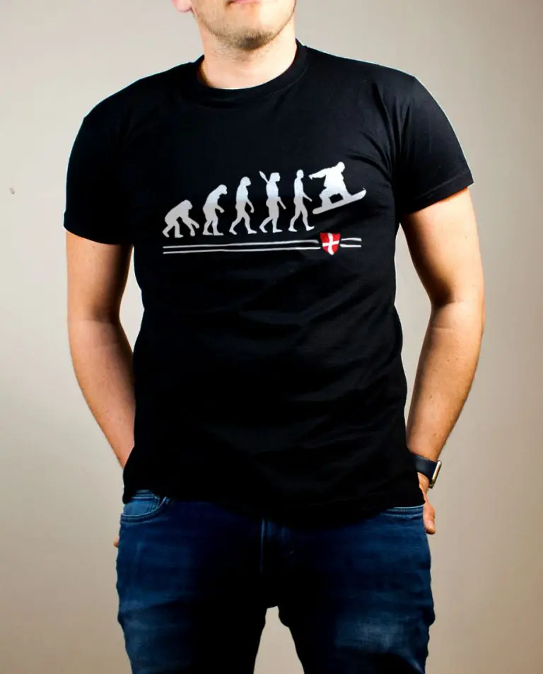 T-shirt Snowboard : Évolution de l'homme en snowboarder homme noir