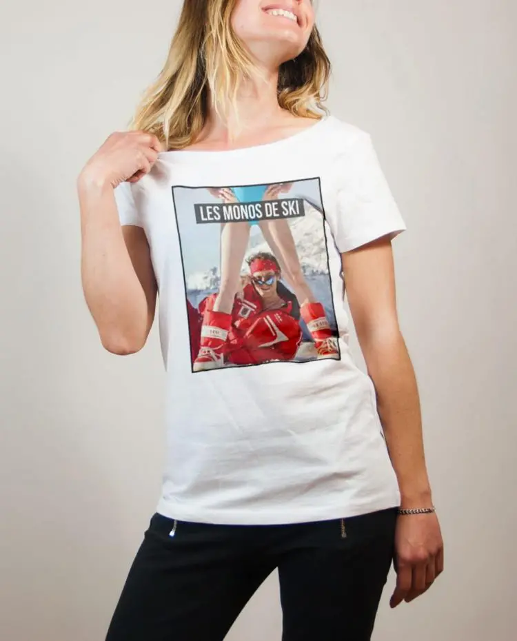 T-shirt Palmashow : Les monos de ski femme blanc