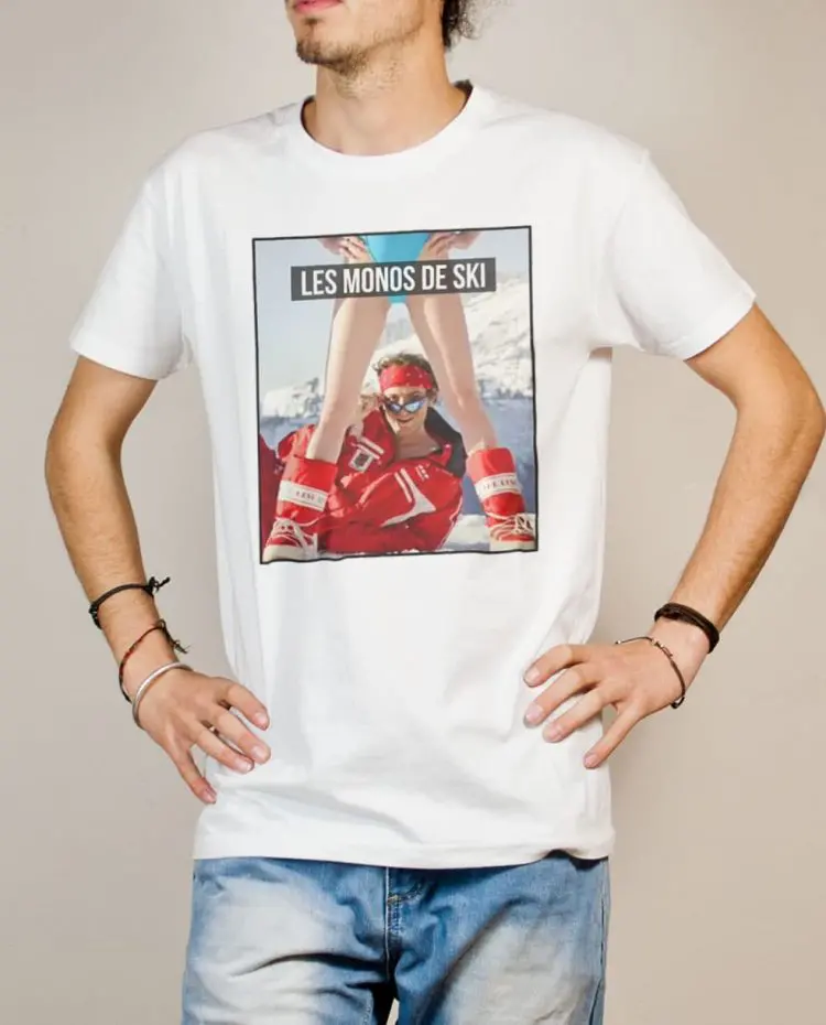 T-shirt Palmashow : Les monos de ski homme blanc