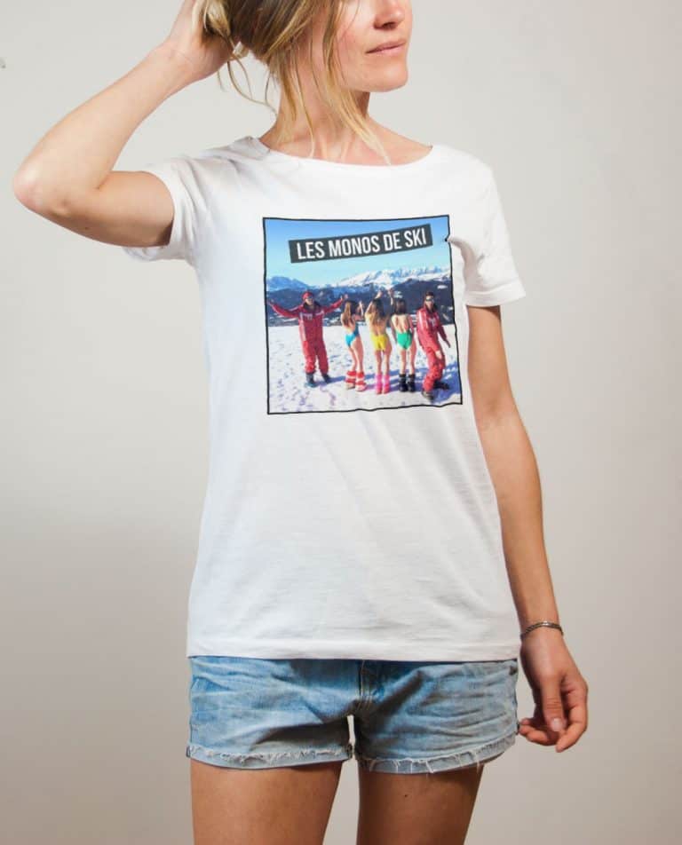 T-shirt Palmashow : Les monos de ski femme blanc