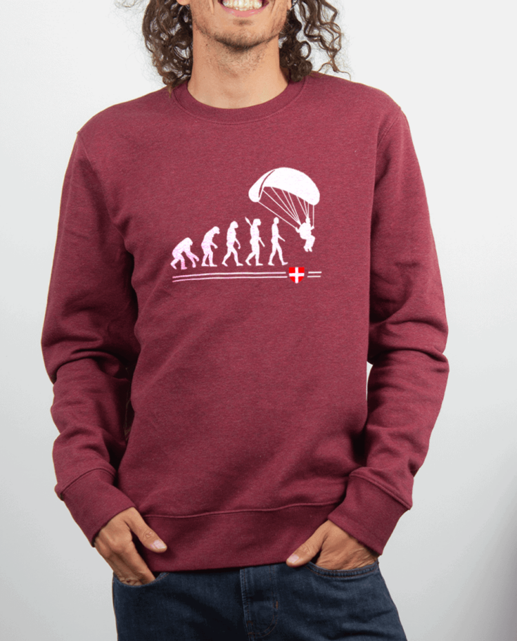 Pull Homme rouge Bordeau EVOLUTION PARAPENTE