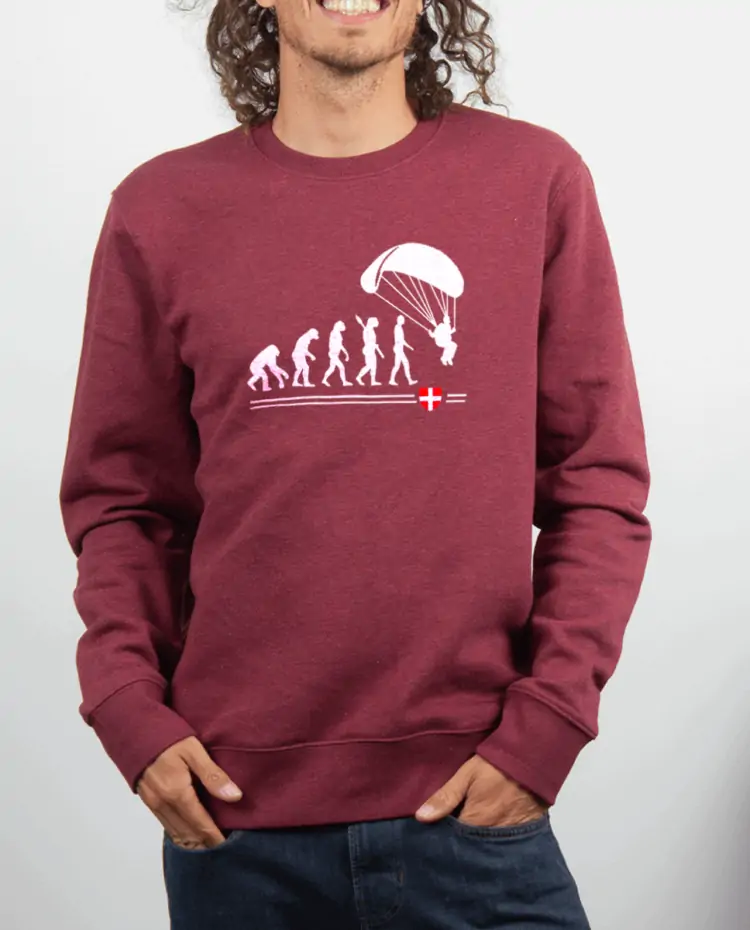 Pull Homme rouge Bordeau EVOLUTION PARAPENTE
