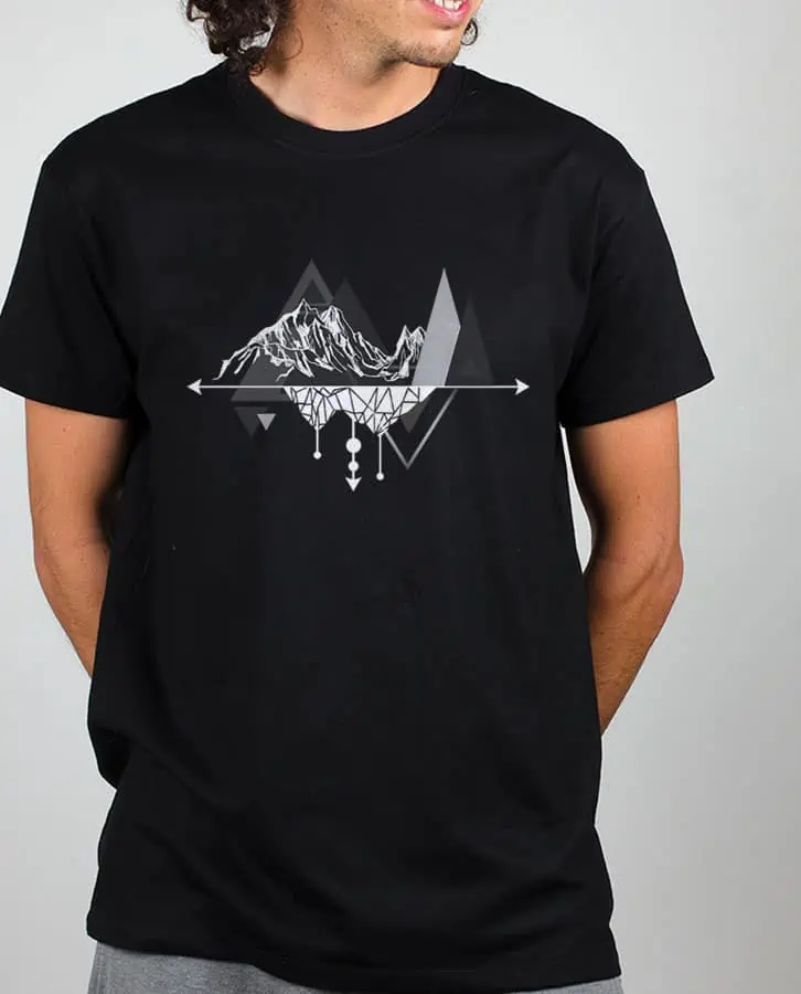 T shirt Homme Noir Dessin Montagne