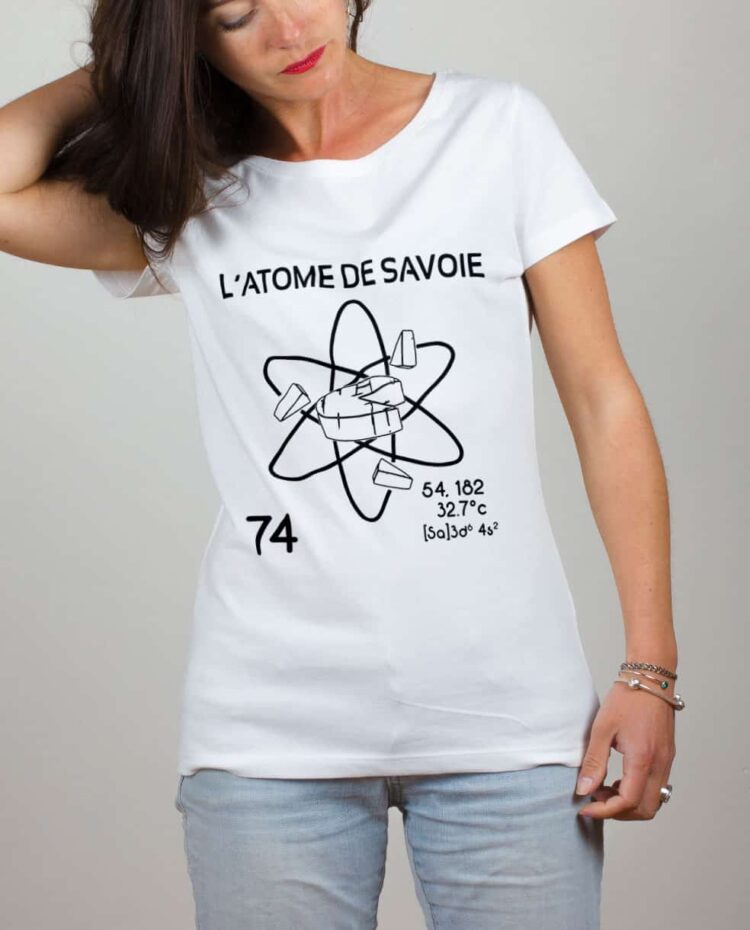 T shirt blanc femme atome de savoie 74