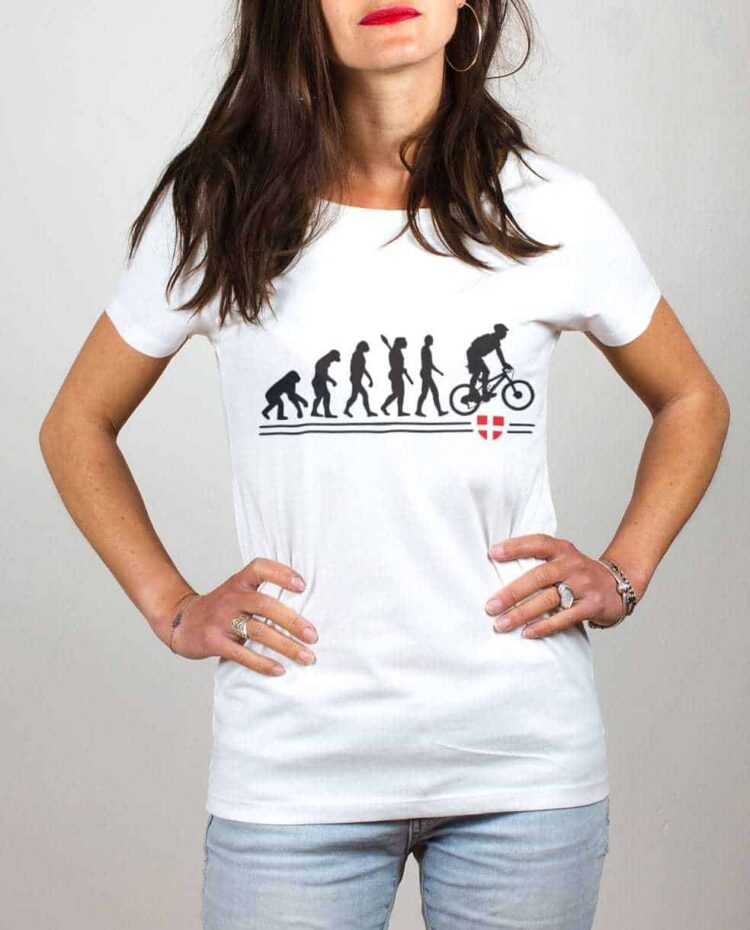T shirt femme blanc evolution vtt cross