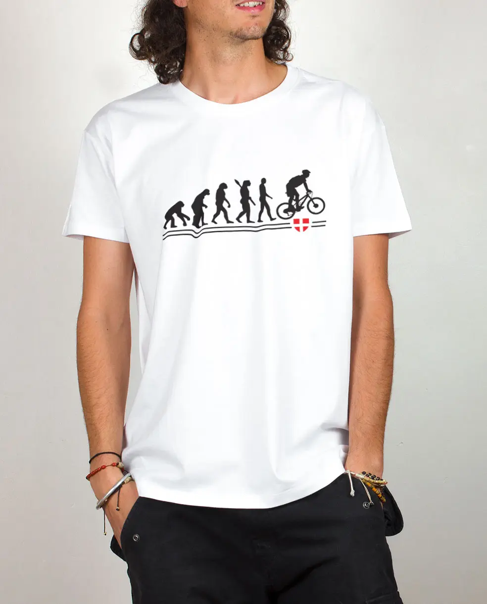Aanstellen Smederij Stamboom T-shirt Savoie Homme : Évolution de l'homme VTT
