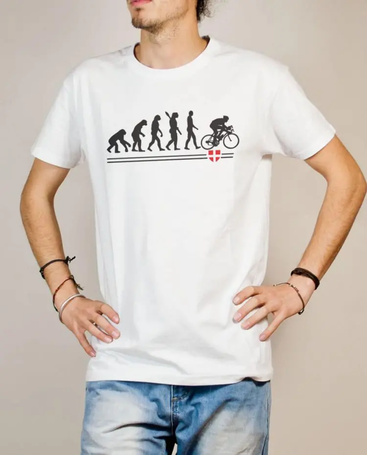 T-shirt Cyclisme : Évolution de l'homme en cycliste homme blanc