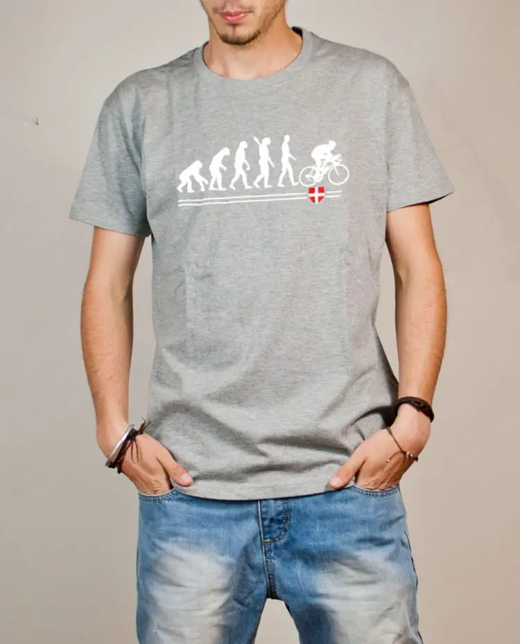 T-shirt Cyclisme : Évolution de l'homme en cycliste homme gris